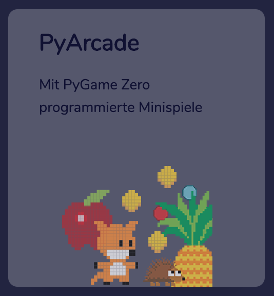 PyArcade Project Tab Screenshot